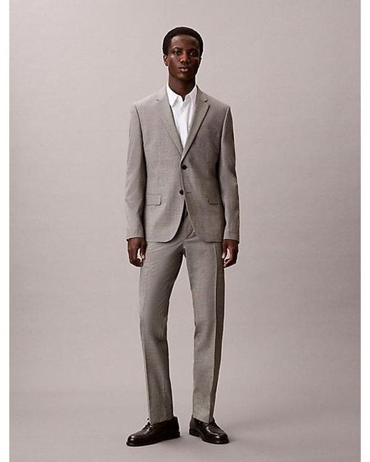 Calvin Klein Natural Houndstooth Slim Trousers for men