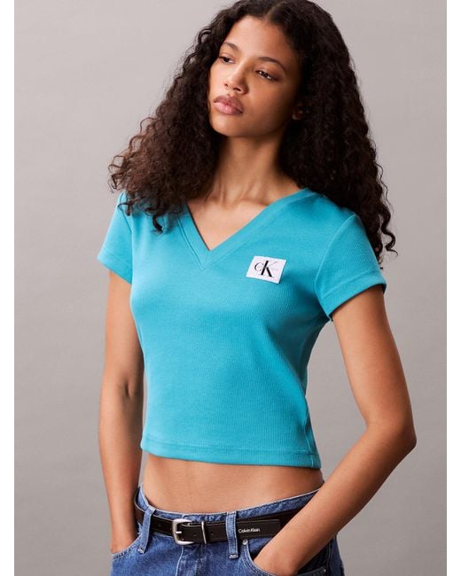 Calvin Klein Blue Cropped Windbreaker