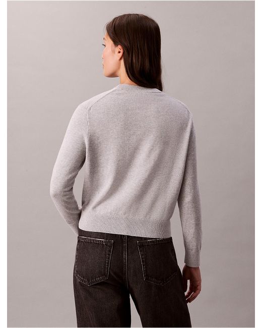 Calvin Klein Gray Calvin Klein Smooth Cotton Monogram Logo Sweater
