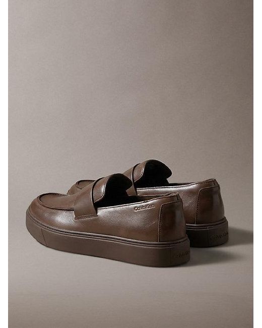 Calvin Klein Brown Leather Hybrid Cupsole Loafers for men