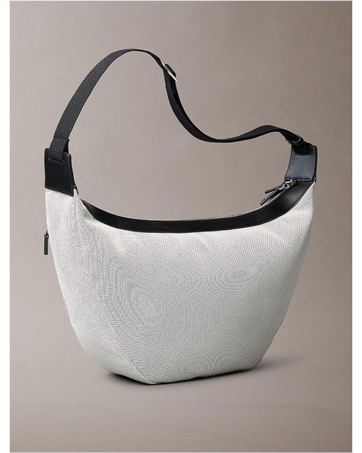 Calvin Klein Gray Canvas Crescent Sling Bag for men