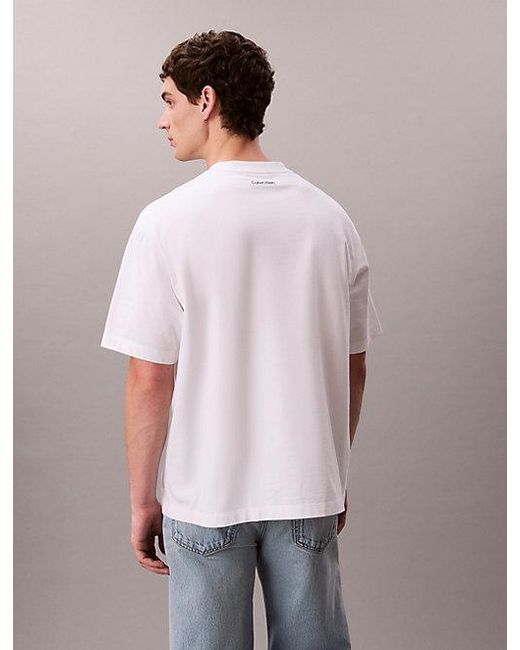 Calvin Klein White Jeans Graphic Relaxed T-Shirt for men