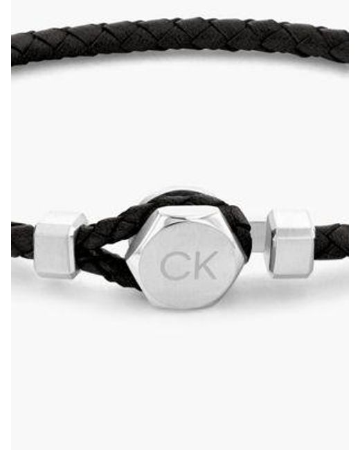Pulsera de piel trenzada Calvin Klein de hombre de color Black