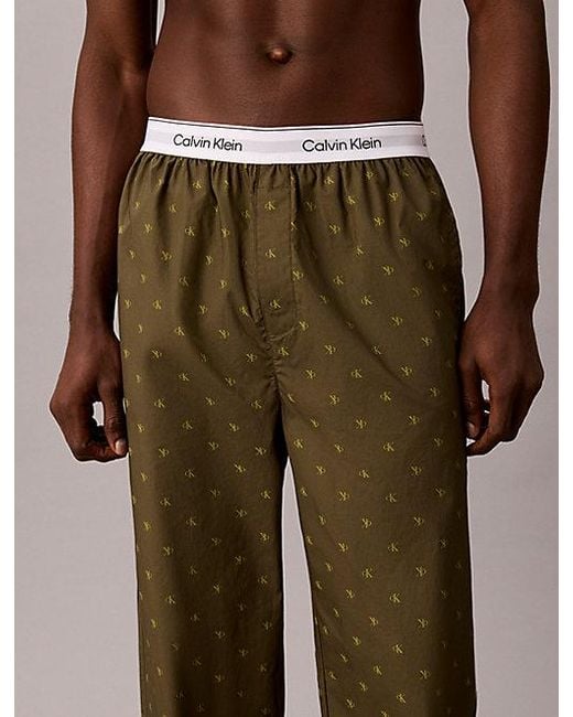 Calvin Klein Brown Pyjama Pants Cotton Poplin for men