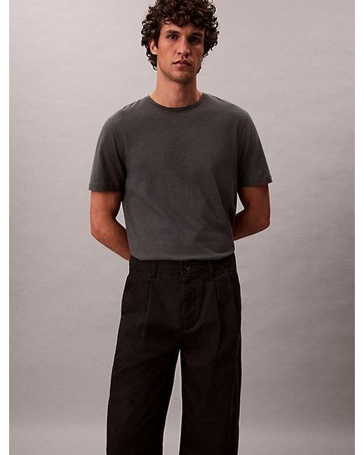 Calvin Klein Black Twill Pleated Trousers for men