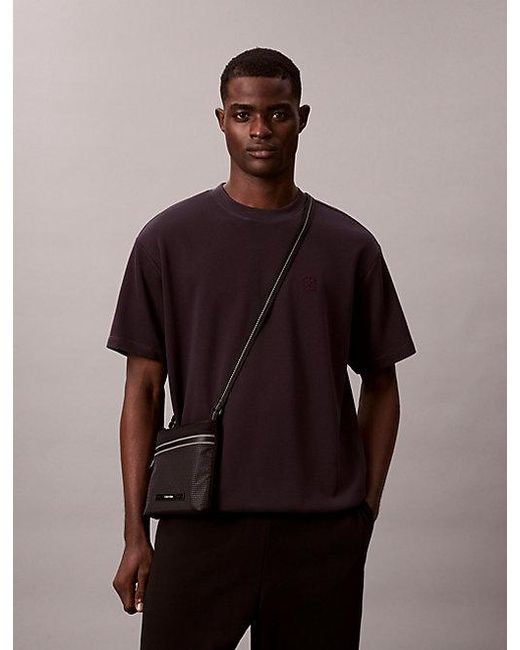 Calvin Klein Black Striped Utility Zip Flat Pack for men