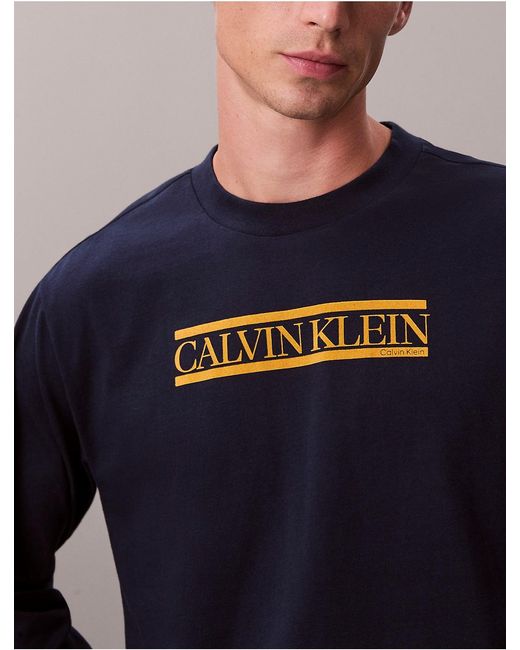 Calvin Klein Blue Calvin Klein Line Logo Graphic Relaxed T-Shirt for men