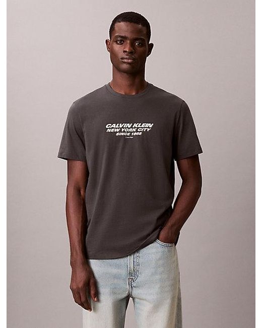 Calvin Klein Brown Ck Nyc Crewneck Graphic Tee for men