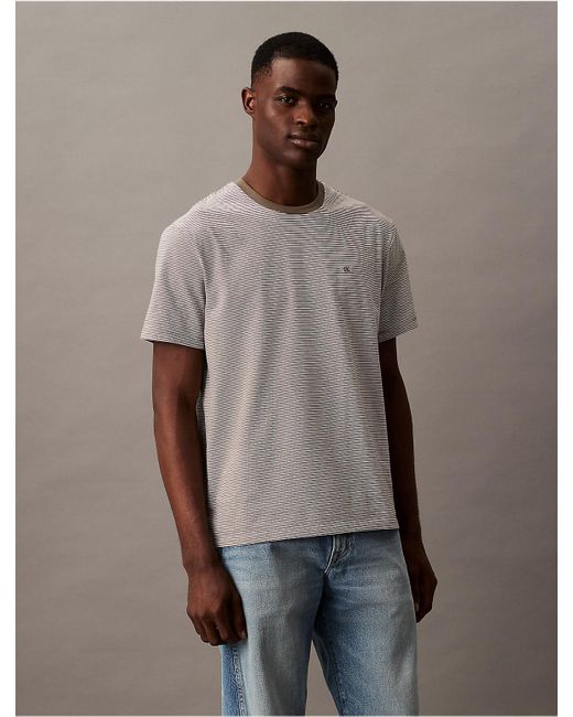 Calvin Klein Brown Calvin Klein Smooth Cotton Stripe Classic T-Shirt for men