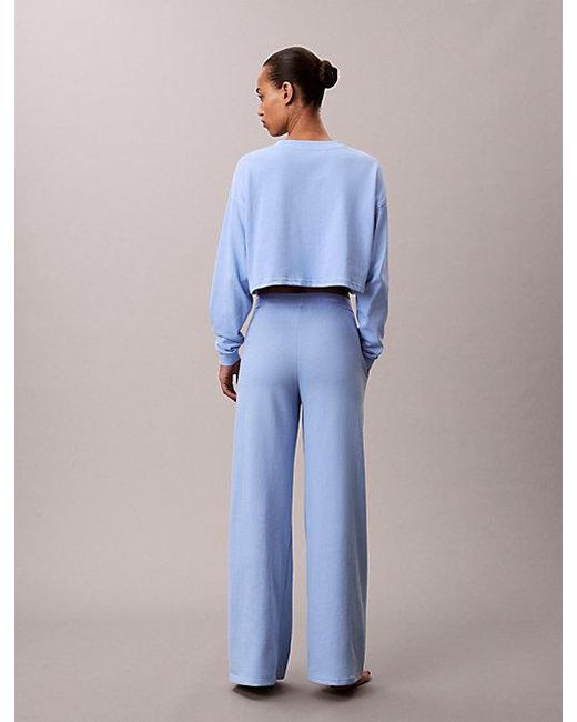 Calvin Klein Blue Pyjama Pants Logo Cotton Jersey
