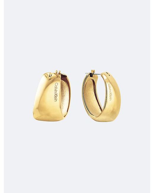 Calvin Klein White Jeans Sculpted Wide Hoop Earrings
