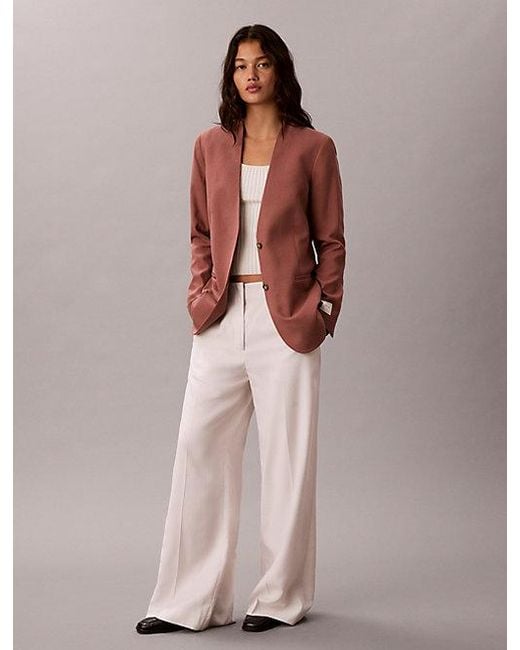 Calvin Klein Pink Lyocell Linen Blend Blazer