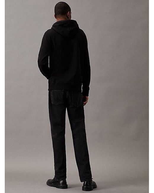 Calvin Klein Black Cotton Blend Fleece Hoodie for men