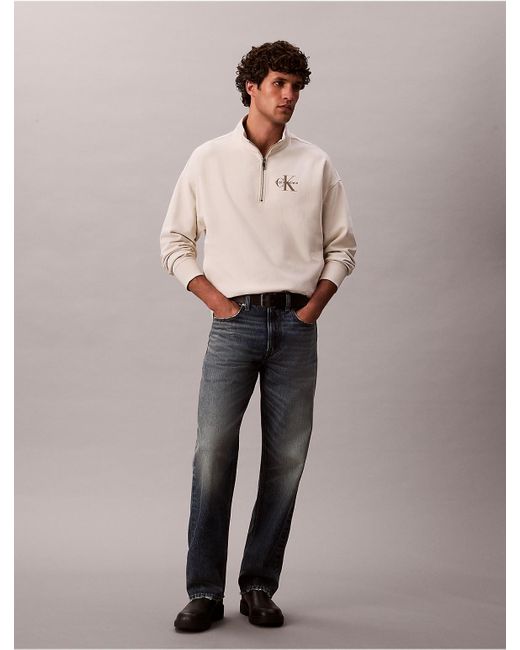 Calvin Klein Natural Calvin Klein Monologo Premium Terry Quarter Zip Sweatshirt for men