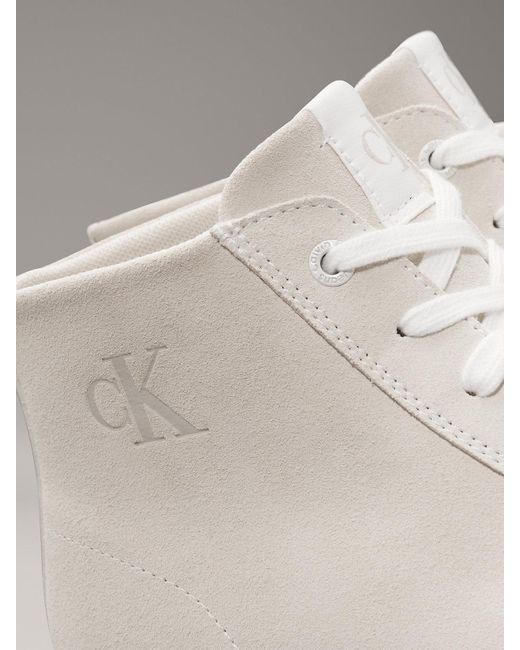 Calvin Klein Natural Suede Platform High-Top Trainers