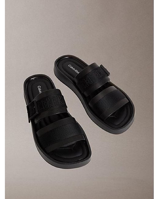 Calvin Klein Multicolor Ck Milo Leather Logo Jacquard Sandals for men