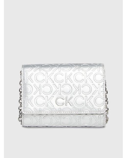 Calvin Klein White Metallic-Crossbody Wallet Bag