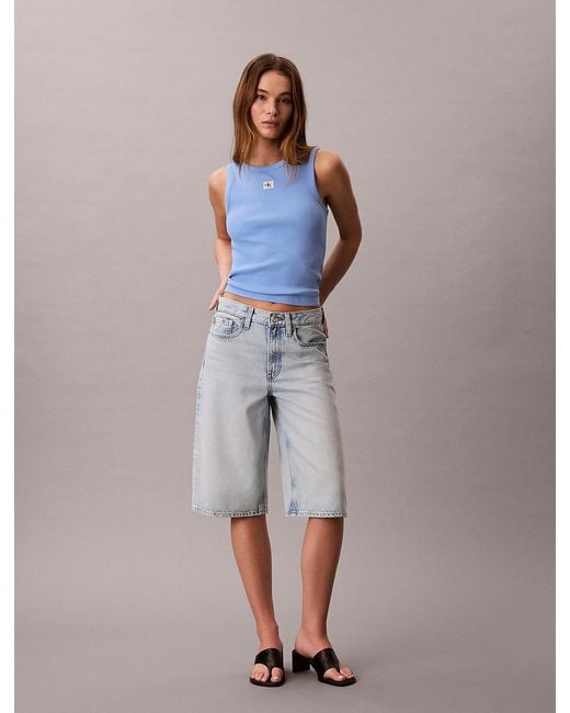Calvin Klein Blue Ribbed Cotton Tank Top