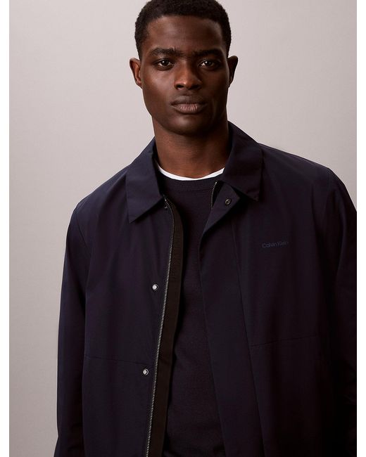 Calvin Klein Blue Matte Twill Zip-Up Blouson Jacket for men
