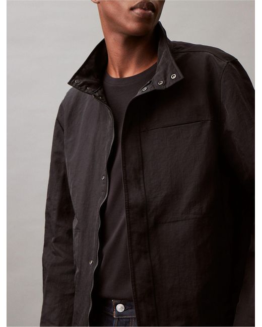 Calvin Klein Brown Crinkle Nylon Field Jacket for men