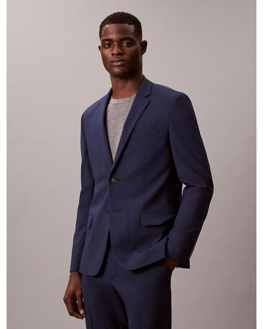 Calvin Klein Blue Slim Wool Stretch Blazer for men