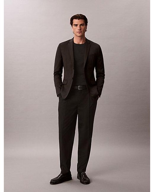 Calvin Klein Black Wool Blend Tapered Trousers for men