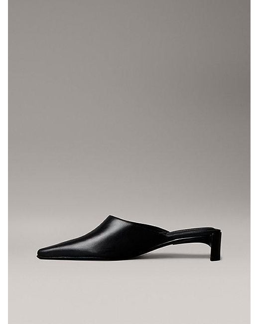 Calvin Klein Leren Muiltjes Met Kitten Heel in het Gray