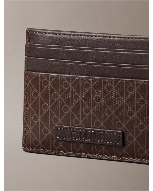 Calvin Klein Gray Allover Emblem Logo Card Case for men