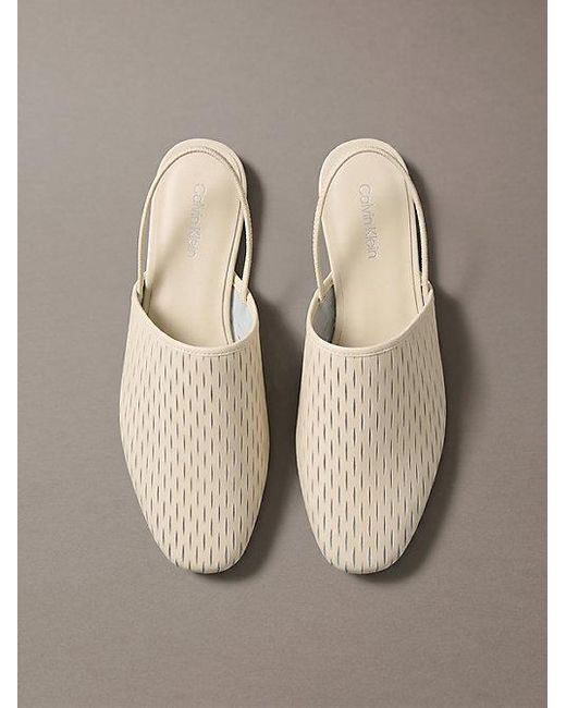 Calvin Klein Gray Leather Slingback Mules