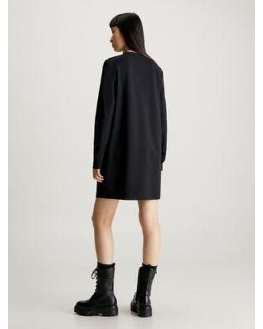 Calvin Klein Black Langärmeliges T-Shirt-Kleid aus Milano
