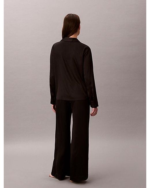 Calvin Klein Black Satin Sheen Pyjama Shirt