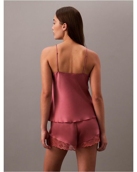 Calvin Klein Red Satin Sheen Short