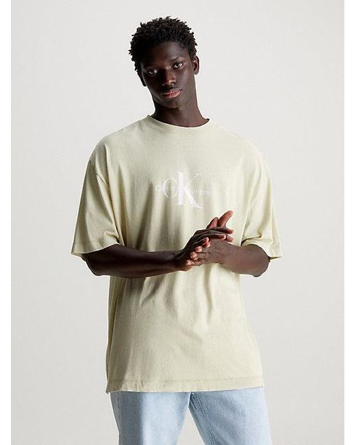 Calvin Klein Oversized Monogram T-shirt in het Natural voor heren