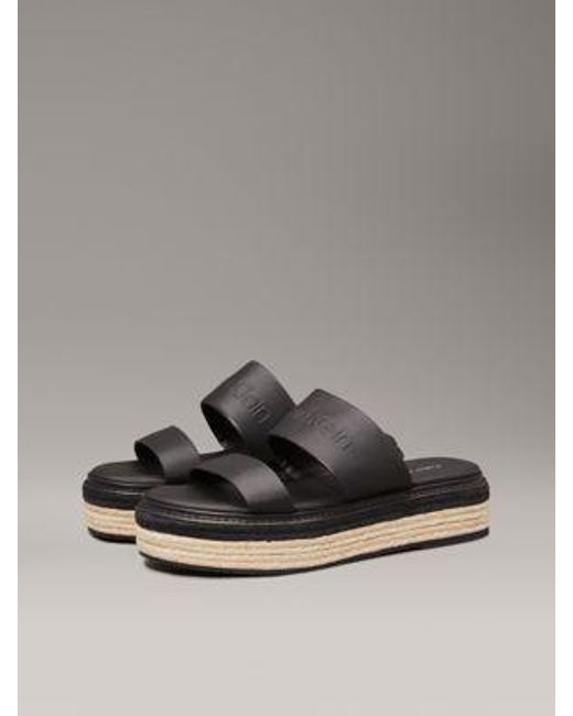 Sandalias alpargatas de piel con plataforma Calvin Klein de color Gray