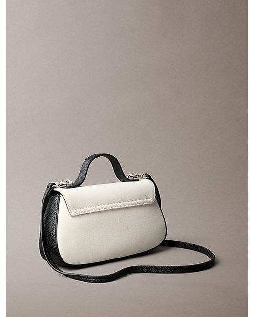 Calvin Klein Brown Cotton Canvas Top Handle Shoulder Bag