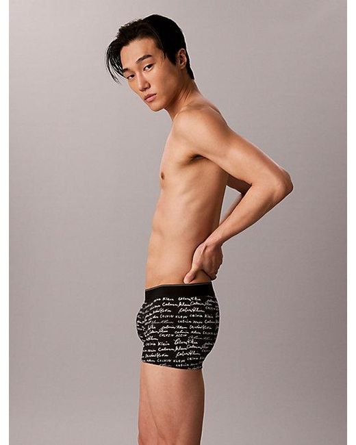 Calvin Klein Gray Low Rise Trunks Graphic Monogram Microfibre Stretch for men