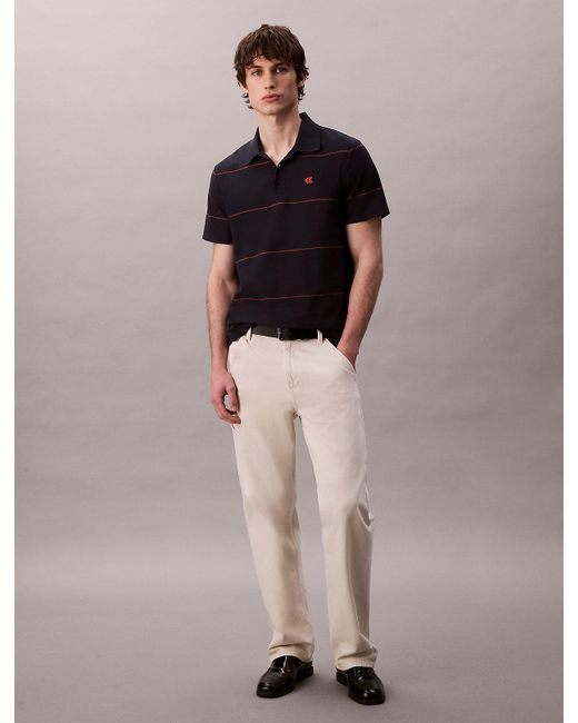 Calvin Klein Multicolor Textured Stripe Easy Polo Shirt for men