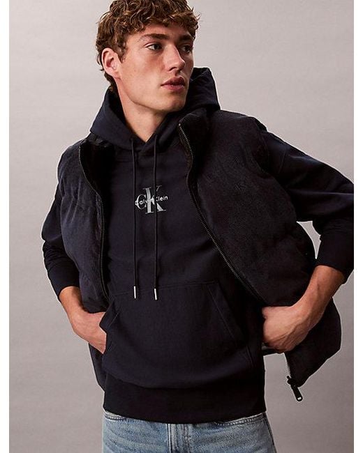 Calvin Klein Blue Jeans Monologo Premium Fleece Hoodie for men