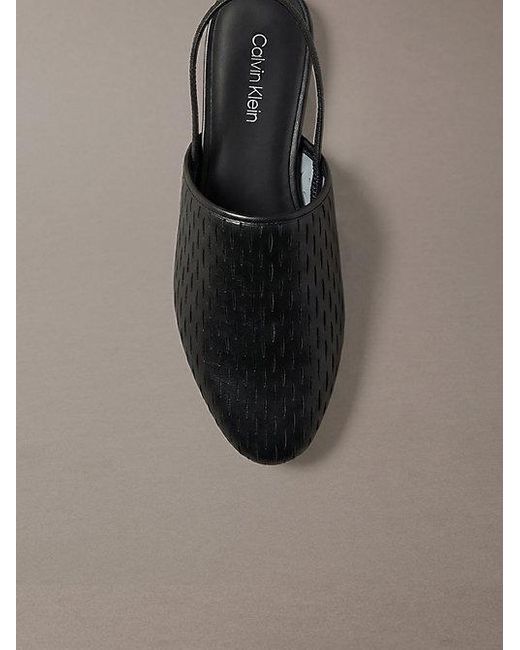 Calvin Klein Brown Leather Slingback Mules