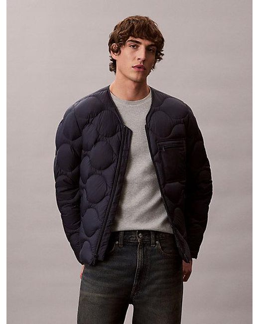 Calvin Klein Blue Jeans Nylon Quilted Bomber Jacket for men