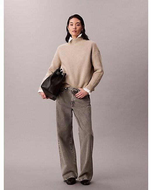 Calvin Klein Natural Rollkragenpullover Mit Weichen Rippen