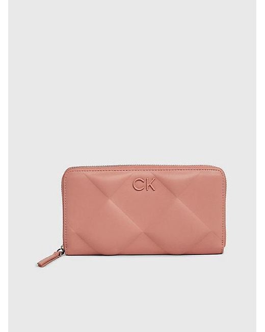 Calvin Klein Doorgestikte Rfid-portemonnee Met Rits Rondom in het Pink