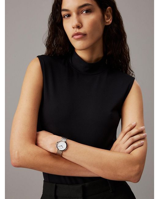 Calvin Klein Metallic Twisted Bezel Bracelet Watch