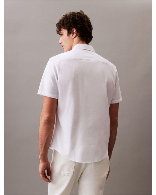 Calvin Klein White Seersucker Classic Button-down Shirt for men