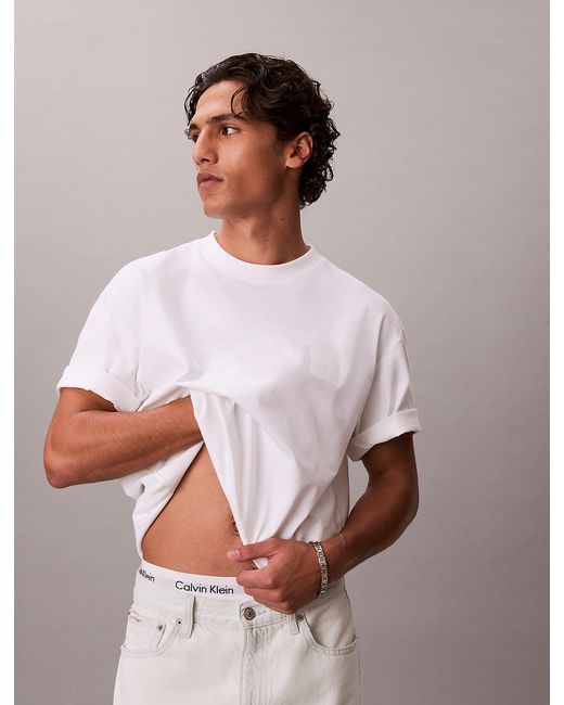 Calvin Klein Gray Relaxed Emblem Badge T-Shirt for men