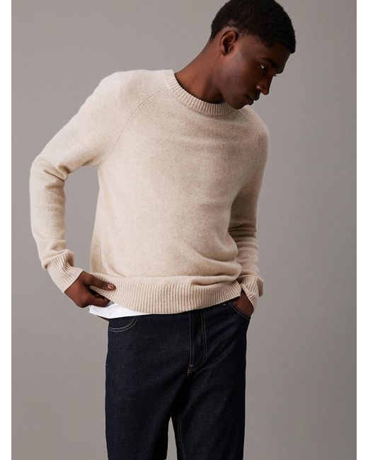 Calvin Klein Wool Jumper in Natural for Men Lyst UK