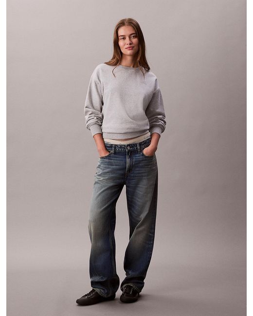 Calvin Klein Gray Relaxed Monogram Fleece Sweatshirt