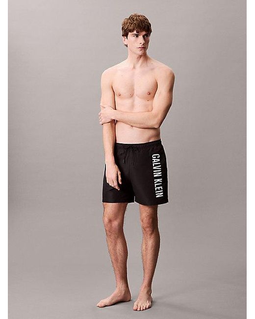 Calvin Klein Medium Zwemshort Met Trekkoord in het Black voor heren