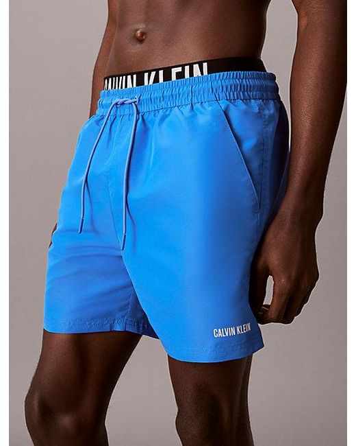Calvin Klein Blue Double Waistband Swim Shorts Intense Power for men