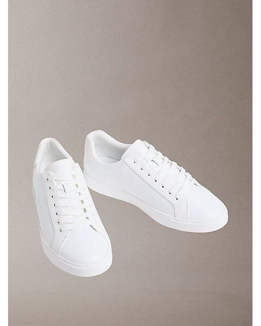 Calvin Klein White Leather Signature Logo Trainers for men